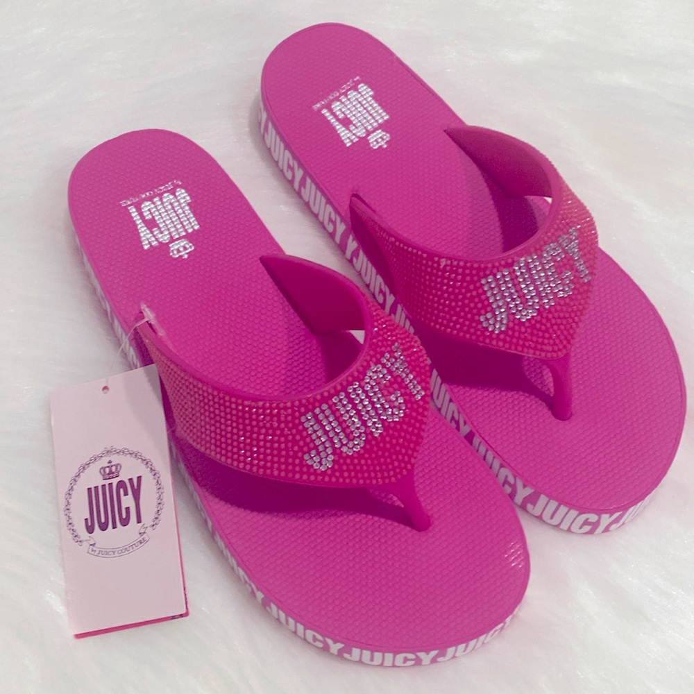 Juicy Couture Rhinestone Flip Flop New Excellent Condition - Picture 6 of 8